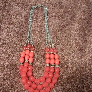 Coral Pink Beaded Multi-Strand Necklace - Women Jewelry